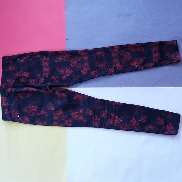 7 For All Mankind Red Rose Floral Denim Jeans Skinny - Picture 1 of 12
